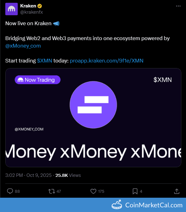 Kraken Listing xMoney with XMN/USD Pair