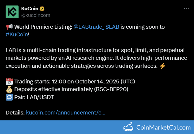 KuCoin Listing LAB Token