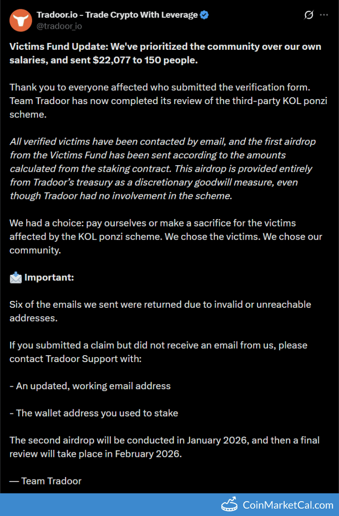 Tradoor Ponzi Victim Refund