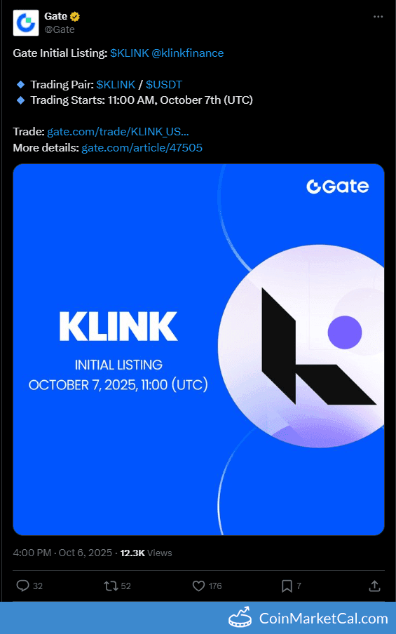 Gate.io Listing of Klink Finance KLINK/USDT