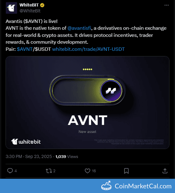 WhiteBIT Listing Avantis AVNT/USDT