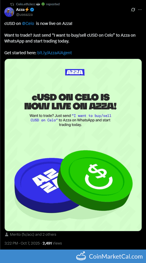Celo cUSD Live on Azza