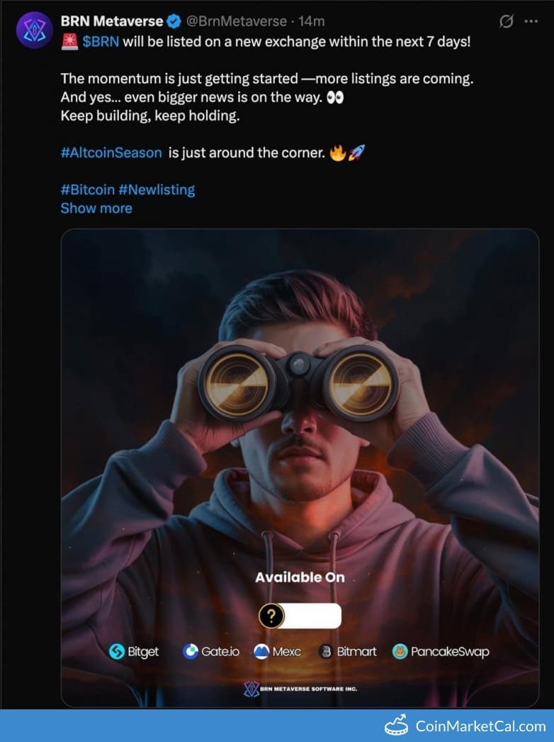 $BRN Metaverse Exchange Listing