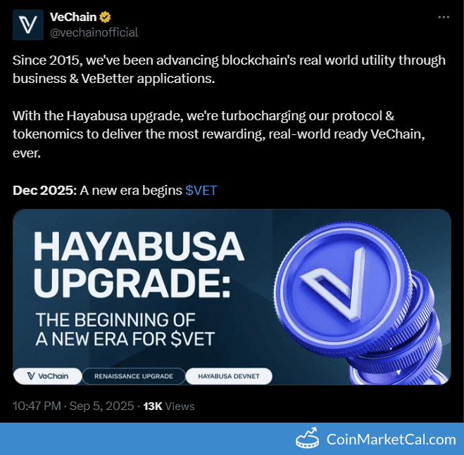 VeChain Hayabusa Mainnet Upgrade