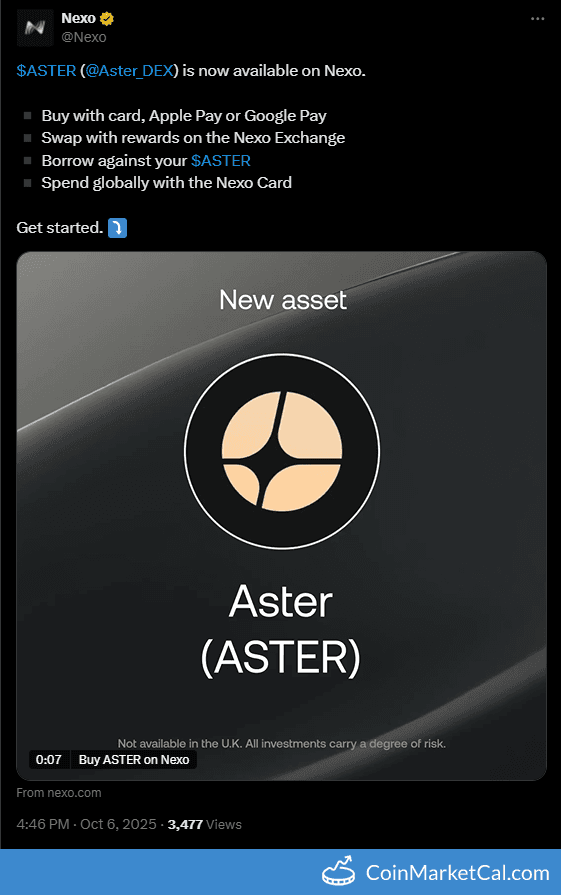 Aster on Nexo Launch for Buy, Swap, Borrow, and Spend