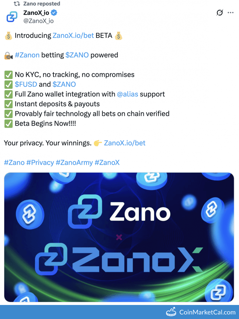 Zano (ZanoX.io) Bet Beta Launch