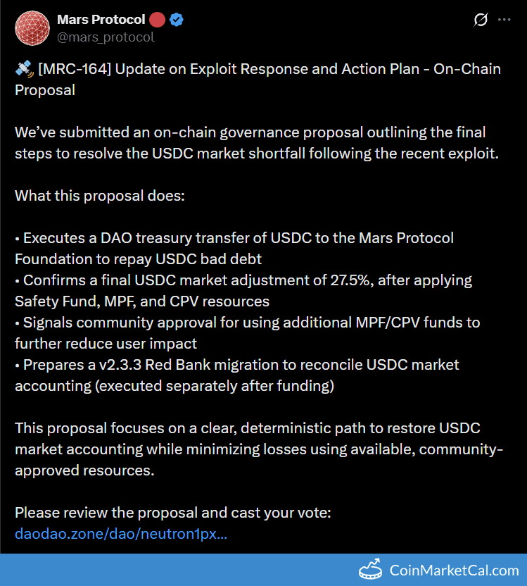 Mars Protocol MRC-164 Vote Ends