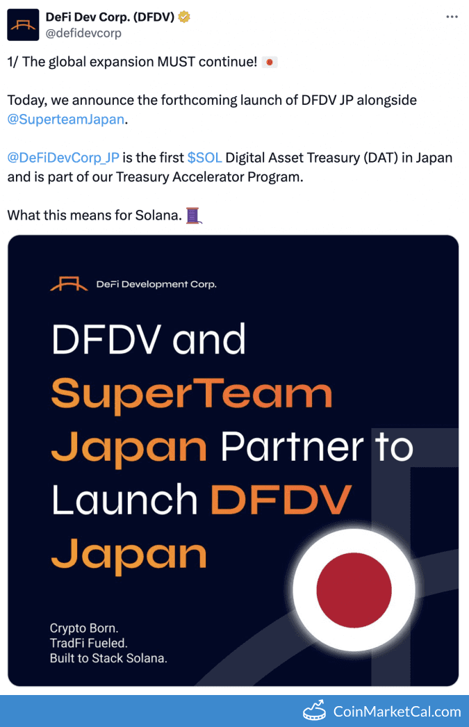 DFDV DeFi Dev Corp Japan Partnership Launch