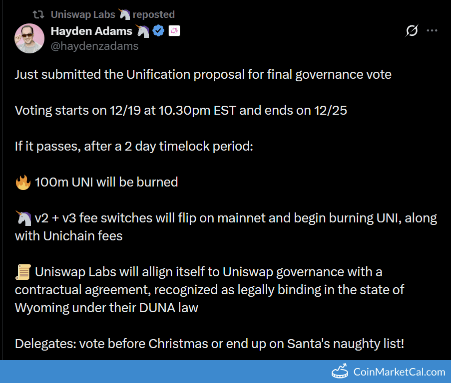 Uniswap Unification Proposal Vote