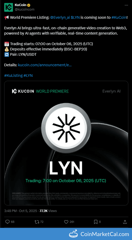 KuCoin Listing Everlyn with LYN/USDT Pair