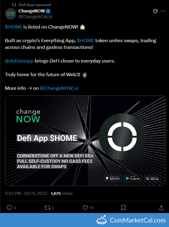 ChangeNOW Listing for HOME Token