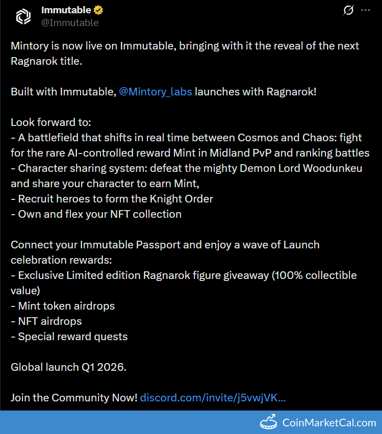 Mintory Global Launch on Immutable