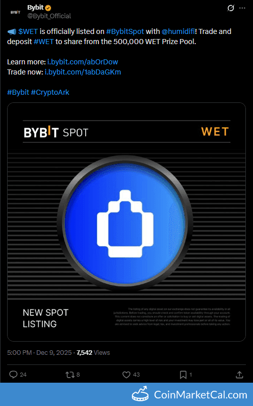 Bybit Listing of HumidiFi with WET/USDT Pair