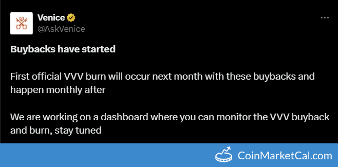 Venice Token First Token Burn
