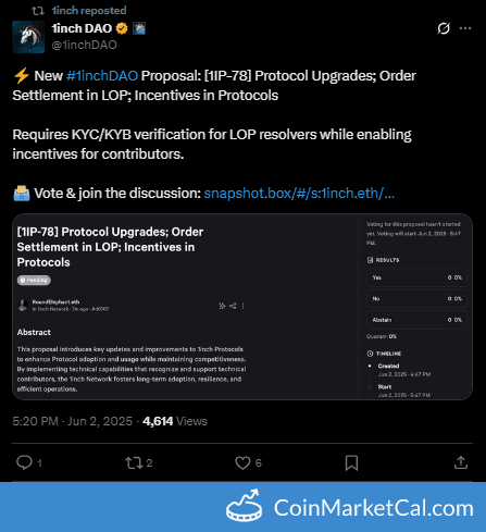 1inch DAO Voting Deadline: [1IP-78] Protocol Upgrades