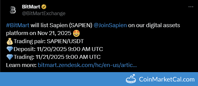 BitMart Listing of Sapien (SAPIEN) with SAPIEN/USDT Pair