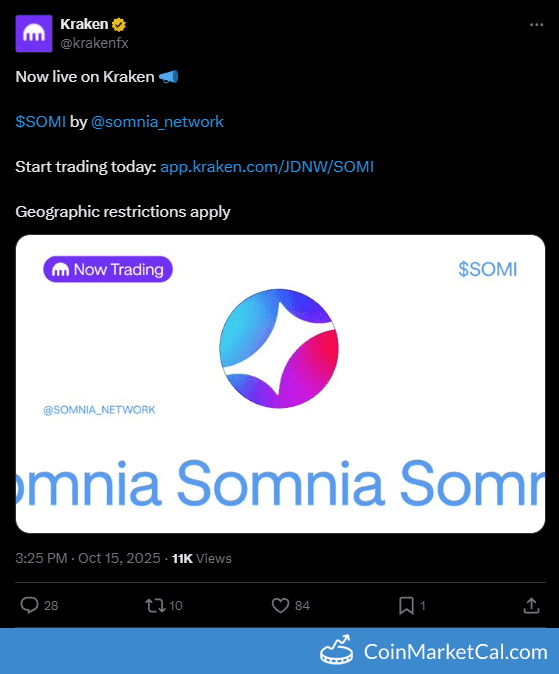 Kraken Listing Somnia (SOMI) Token