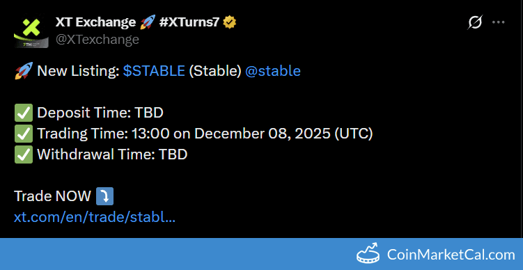 XT.COM Listing of Stable Token