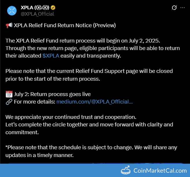 XPLA Relief Fund Token Return Launch 