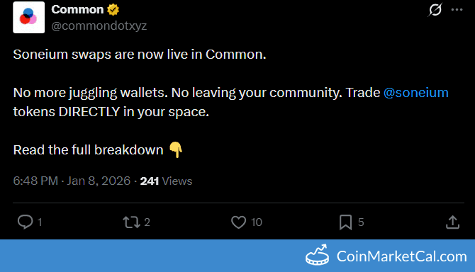 Common Launches Soneium Token Swaps