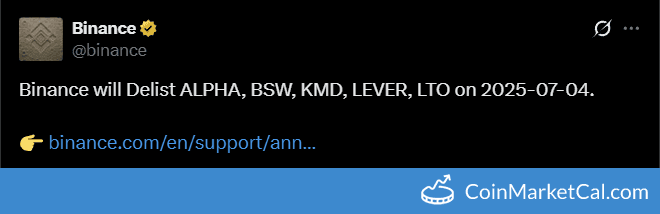 Binance Delisting of ALPHA, BSW, KMD, LEVER, LTO