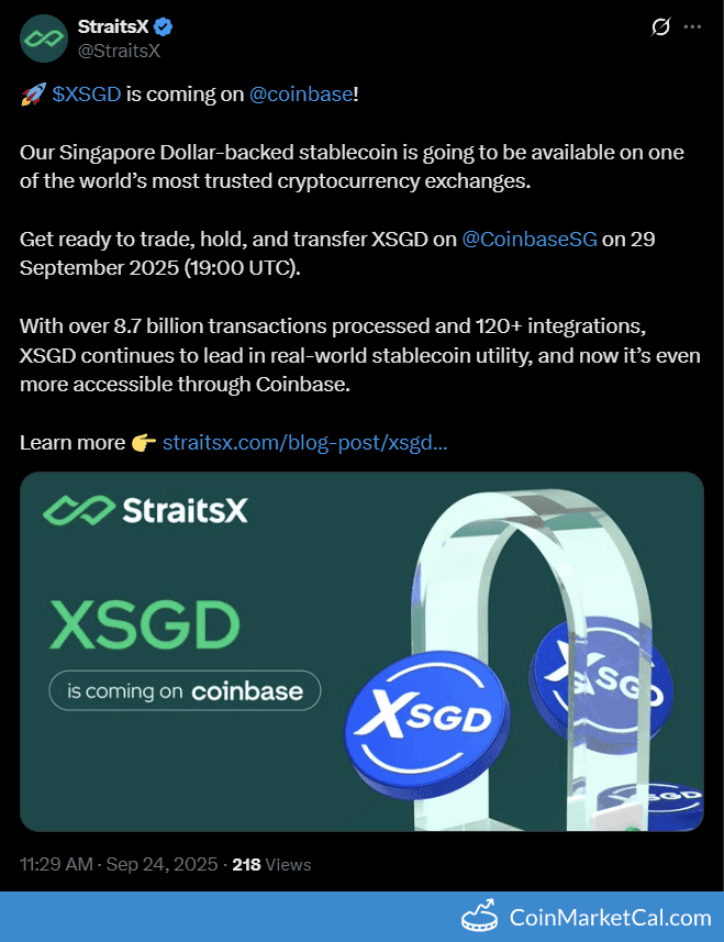 Coinbase Listing of XSGD Stablecoin