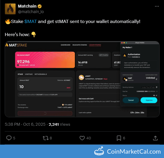Matchain MAT Staking Launch