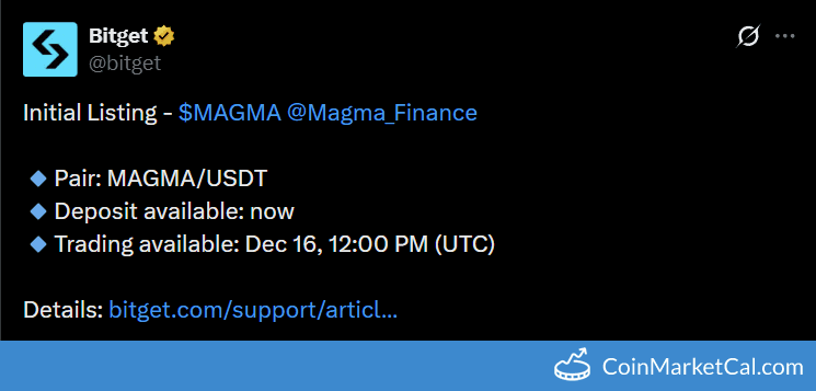 Bitget Listing Magma Finance