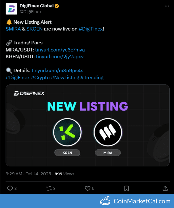 DigiFinex Listing: Mira (MIRA) & KGeN (KGEN) Launch