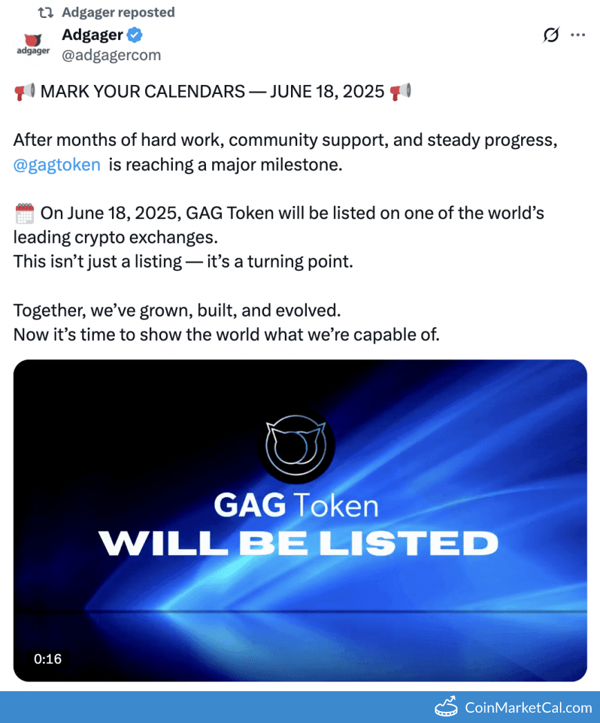 GAG Token Listing on Major Exchange