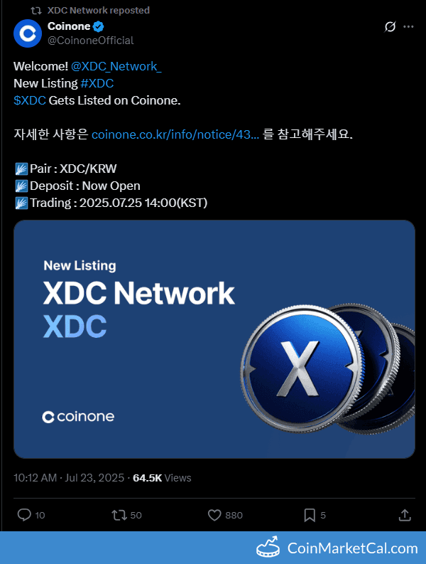 XDC Network Listing on Coinone