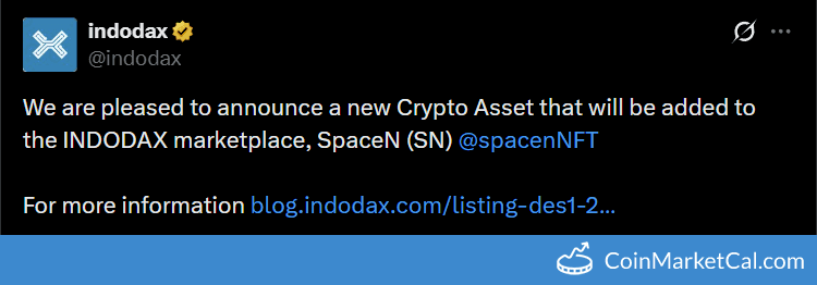 Indodax Listing of SpaceN SN/IDR Pair