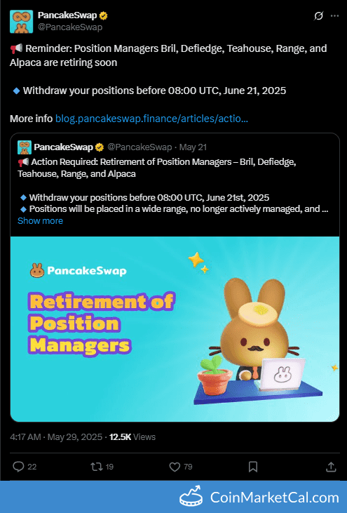 PancakeSwap Position Managers Retirement Deadline