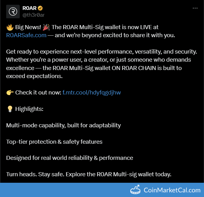 R0AR Token Multi-Sig Wallet Release