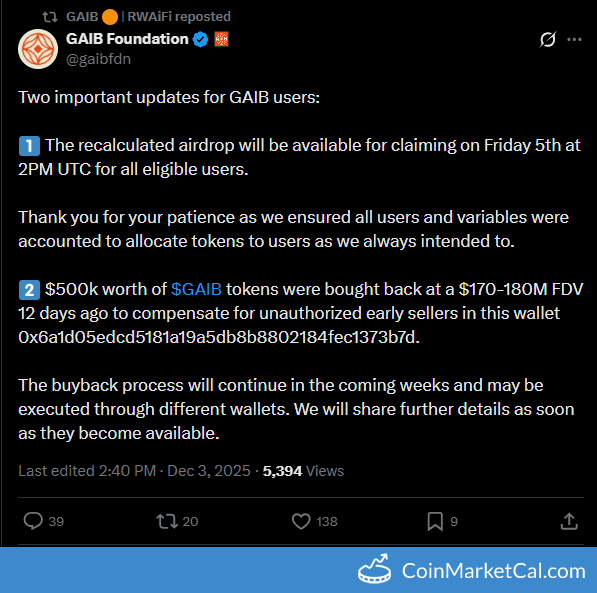 GAIB Recalculated Airdrop on Dec 5