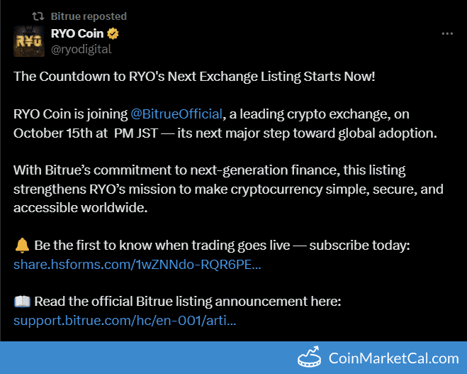 Bitrue Listing RYO Coin