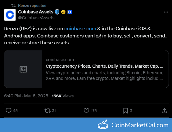 Renzo Coinbase Listing