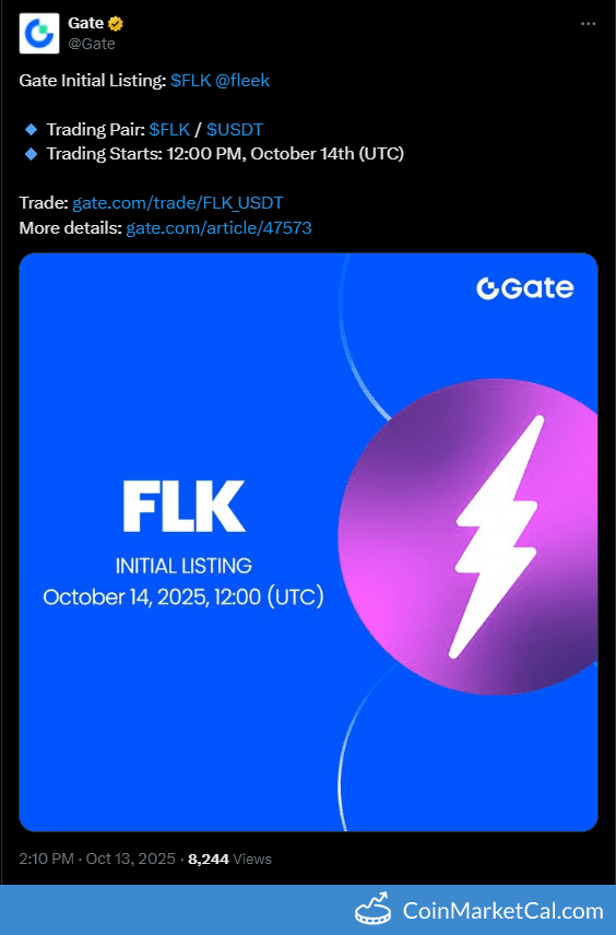 Gate Listing of Fleek FLK/USDT Pair