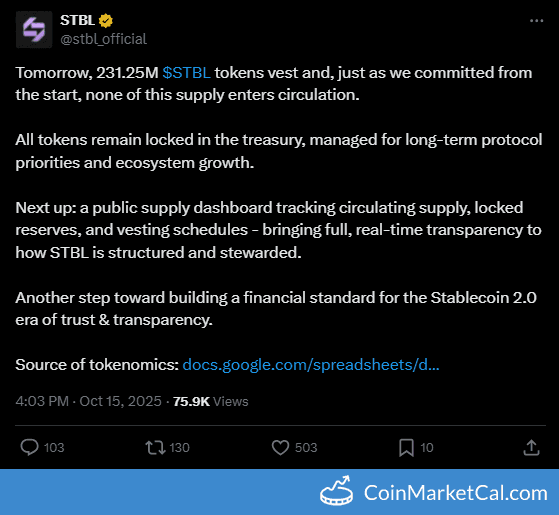 STBL Token Vesting Update