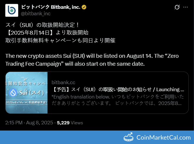 Sui (SUI) Listing on Bitbank