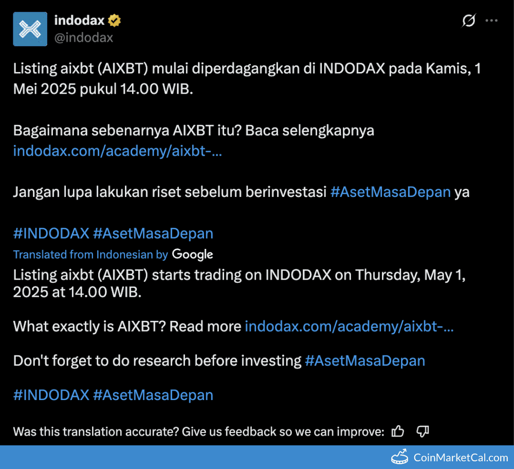 AIXBT Listing on Indodax
