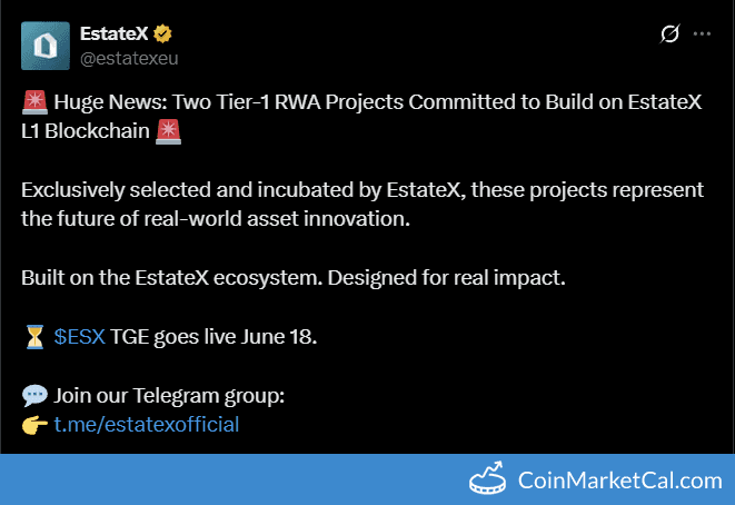 EstateX (ESX) Token Generation Event (TGE)
