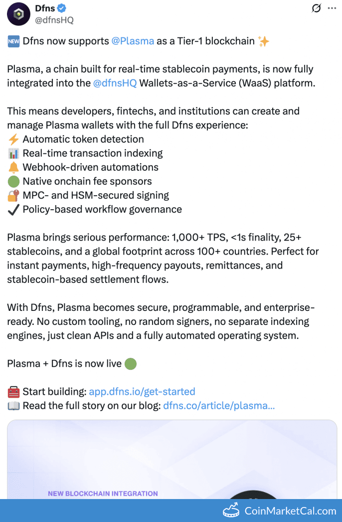 Dfns Tier-1 Integration with Plasma