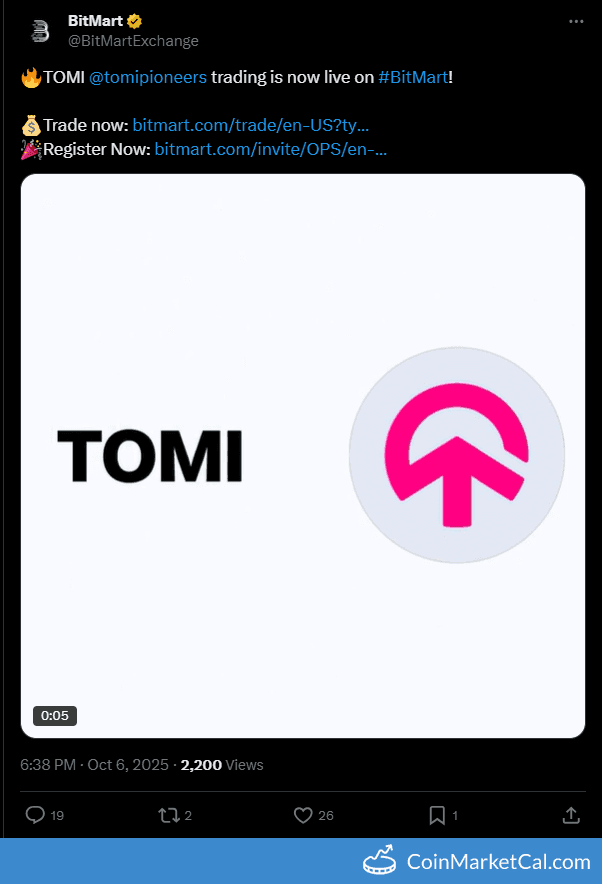 BitMart Listing TOMI/USDT Pair