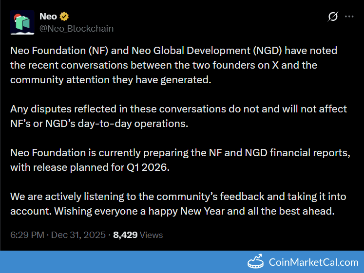 Neo Foundation Financial Reports Release