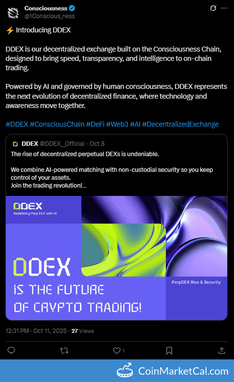 Consciousness Chain DDEX Decentralized Exchange Launch