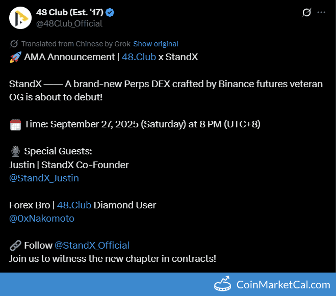 AMA with 48 Club - StandX Perps DEX Debut