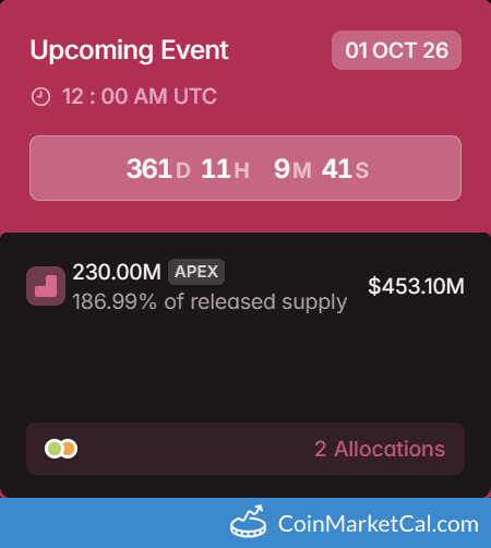 ApeX Protocol 230MM Token Unlock