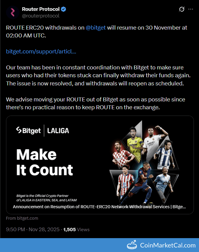 Router Protocol Bitget Withdrawals Resume