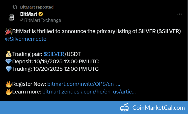 BitMart Listing of SILVER CTO